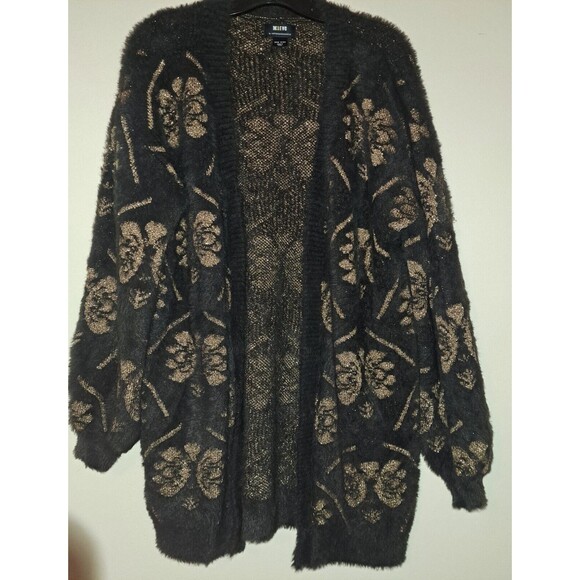 Maeve by Anthropologie floral-like pattern metallic cardigan,open front,fuzzy OS - Picture 6 of 16